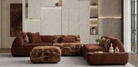 Ecksofa L Form Pouff Braun Stil Modern GeräUmig Komfortabel Wohnzimmer