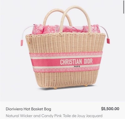 Dior Dioriviera Wicker Hat Basket Bag Candy Pink | eBay