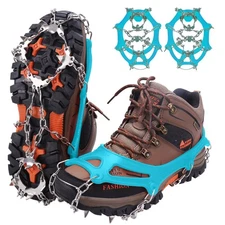 WIN.MAX Crampons: 19-Spike Ice & Snow Grips for Shoes, Boots, Hiking, Walking