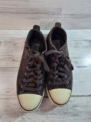 UGG Australia 1888 Brown Suede Shearling Lined Low Top Sneakers Mens 7 Womens 9
