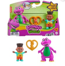 Fisher-Price Barney's World Barney Action Figure Set w/ Friend  Pretzel Snack