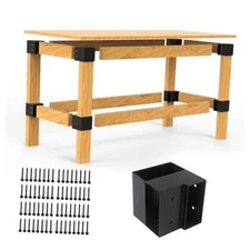 Heavy Duty Workbench Bracket Kit - Pcs Steel 3-Way Right Angle Corner 2x4 8