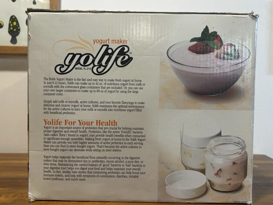 Yolife YL210 Yogurtera Tribest Cubiertas Grandes y Pequeñas 7 Tarros y Tapas de Yogur Nuevo en Caja Foto 3 de 4