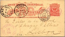 1889 Puerto Plata Dominican Republic Letter Postcard cover to Lisboa Portugal