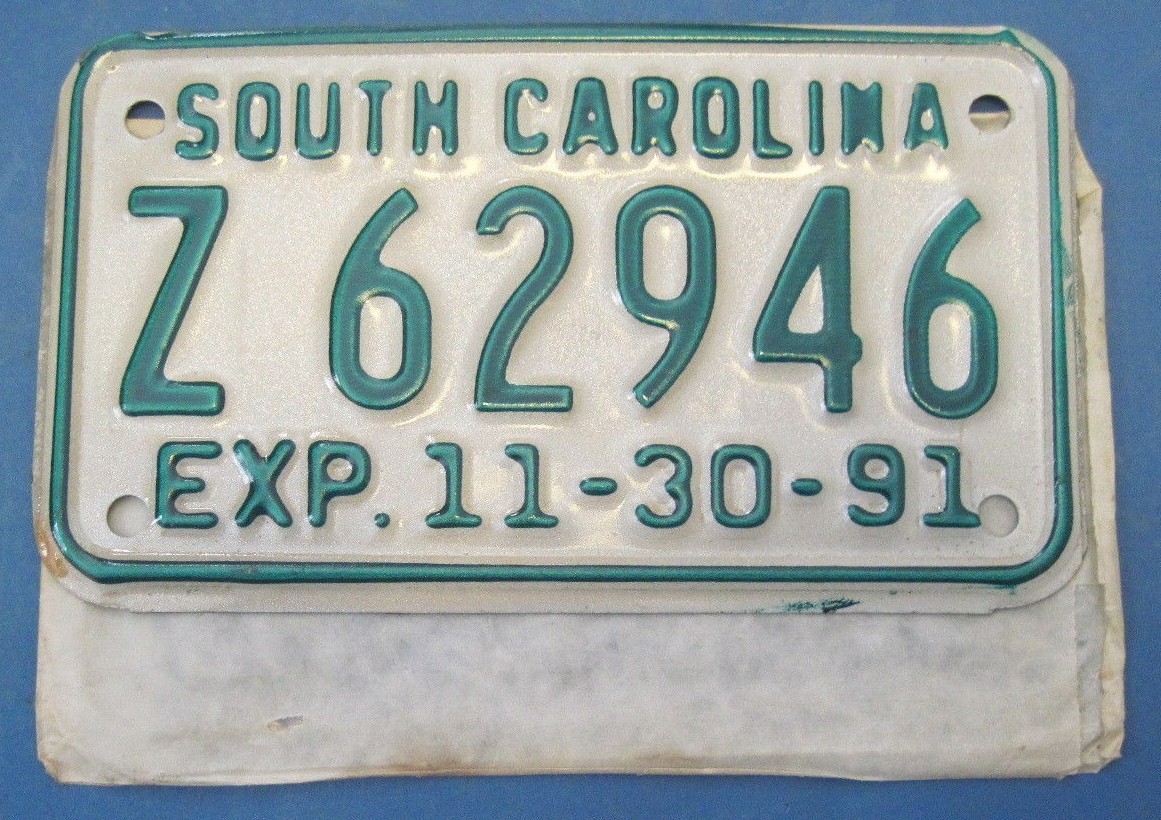 1991 South Carolina motorcycle license plate never used eBay