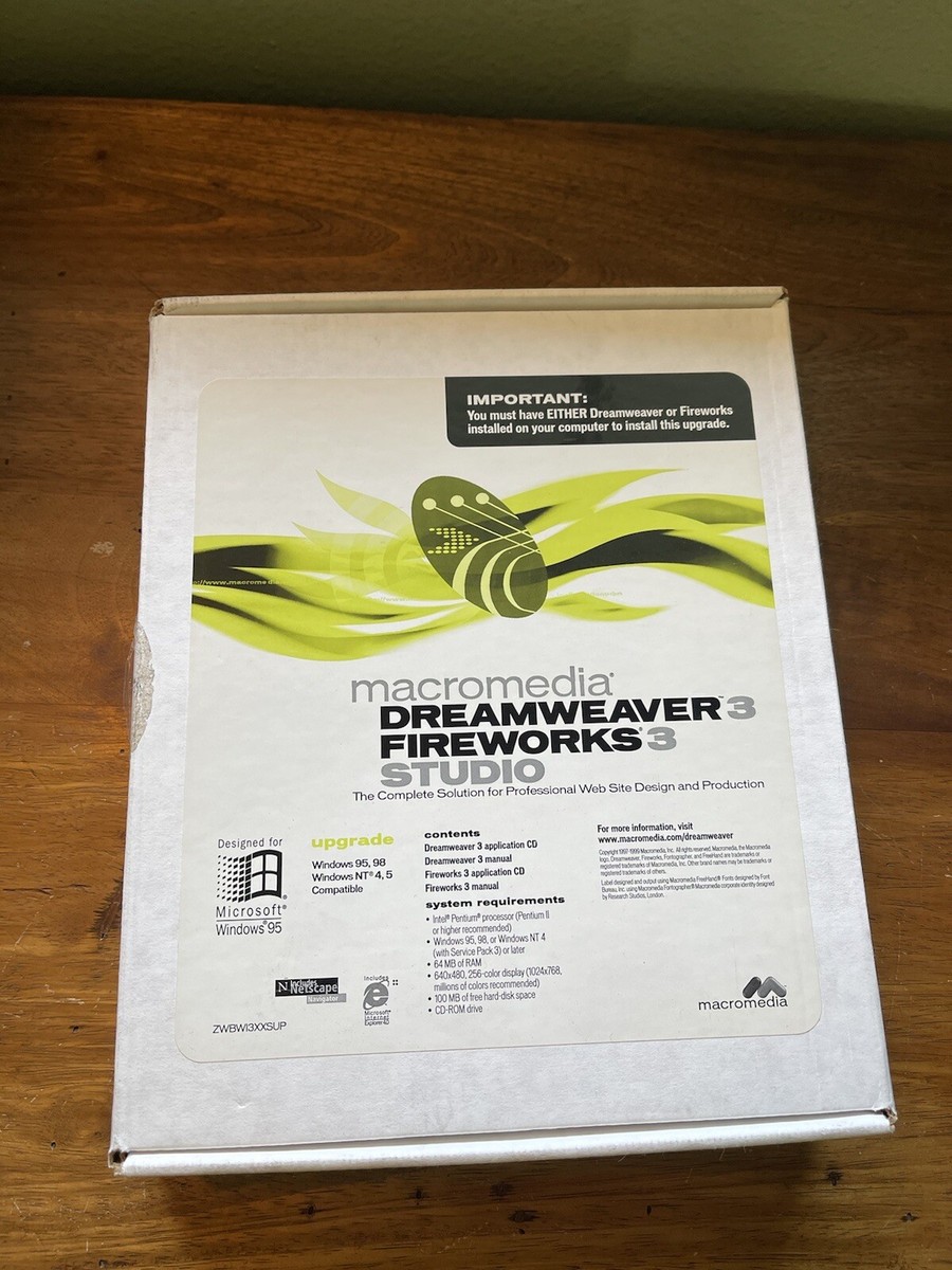 Macromedia Dreamweaver 4 Fireworks 4 Studio - Logiciel Web Design Vintage - Mac/Windows