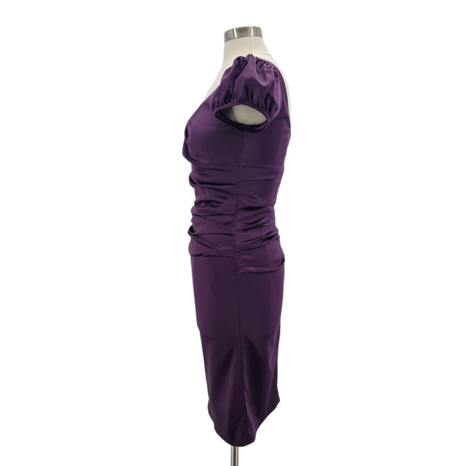 Vintage Suzi Chin for Maggy Boutique Womens 6 Dress Satin Purple Bodycon Party - Image 4 of 4