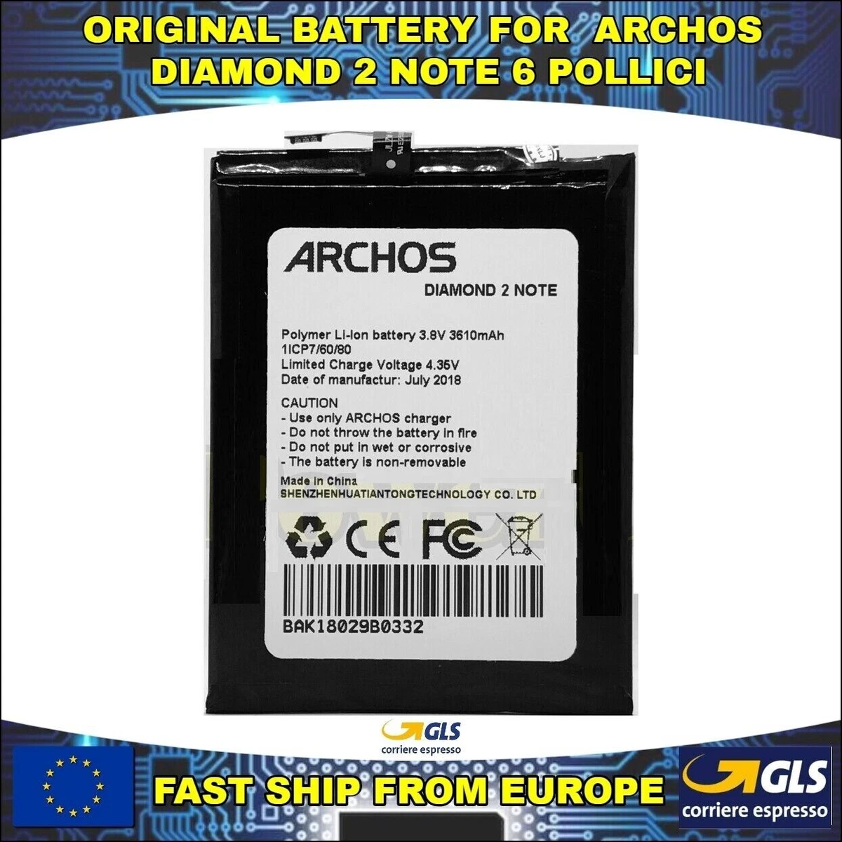 BATTERIA RICAMBIO ARCHOS per 50B OXYGEN 50 50B NEON AC50BOX 2000MAH NUOVA