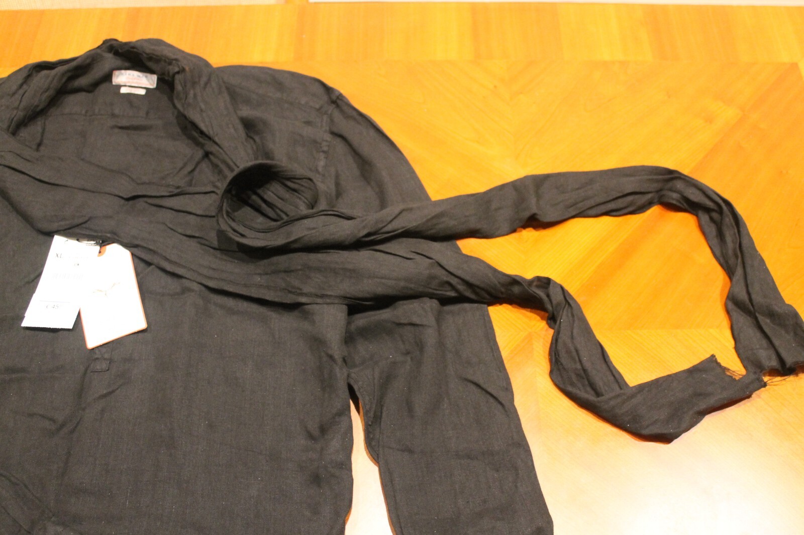 ZARA MEN'S LINEN SHIRT WITH SCARF 6641/427 | XL | WIHTE - BLACK | NEW! SOLD OUT! image 5