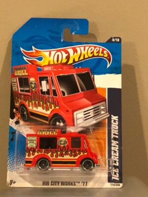 HOT WHEELS HW CITY WORKS RED FRIBURGER'S GRILL ICE CREAM TRUCK 4/10 NEW unopened