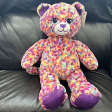 Build A Bear Rainbow Confetti Leopard Kitty Cat Plush Stuffed Animal 16" BAB