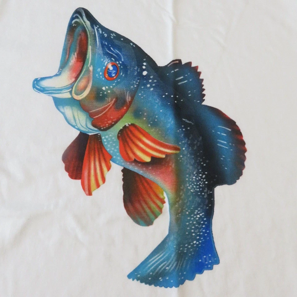 Tee Shirt Junior Sz. 10-12 Fishing Summer Fun Organic Cotton Wes and Willy Fish Foto 3 de 4