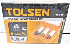 Tolsen 3 piece 1/2'' Impact Socket Set Industrial