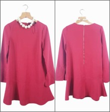 Mango Basics Womens Long Sleeve Red Midi Dress Size Small S 