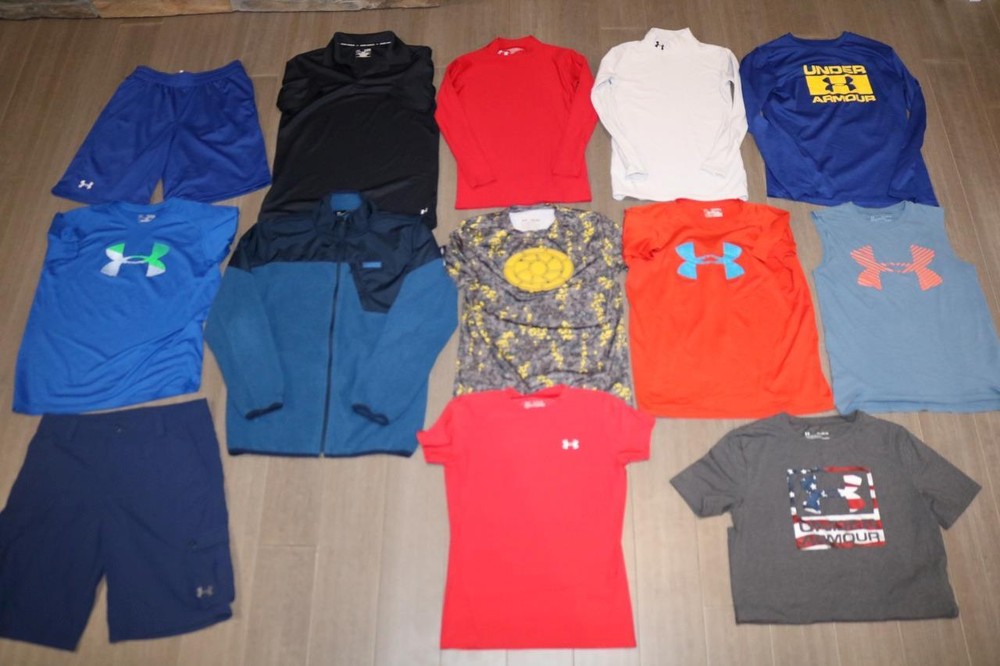 LOT 13 UNDER ARMOUR YOUTH BOYS SHIRTS JACKET UA COLDGEAR UNDERSHIRTS SHORTS XL