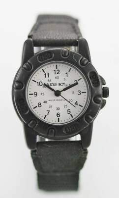 Bugle Boy Weiße Damen Edelstahl Schwarze Weiße Nylon Quarz Batterie Uhr