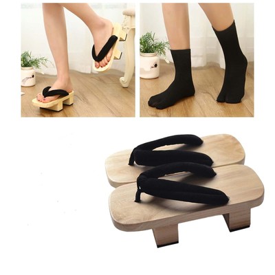 Japanische Holzclogs mit Tabi-Socken, japanische Schuhe für Reisen, Sommer！