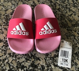 girls pink adidas slides