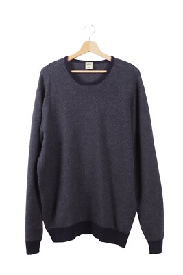 Boggi Milano Mens Wool Cashmere Blue Navy Pullover Sweater 2XL XXL