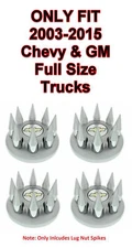 Set/32 Chrome Spike Wheel Lug Nut Cover For 2003-2015 Chevy/GMC Full Size Truck 