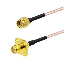 SMA Male to SMA Female 4 Hole Flange Mount RG316 Coaxial Pigtail Cable 30cm