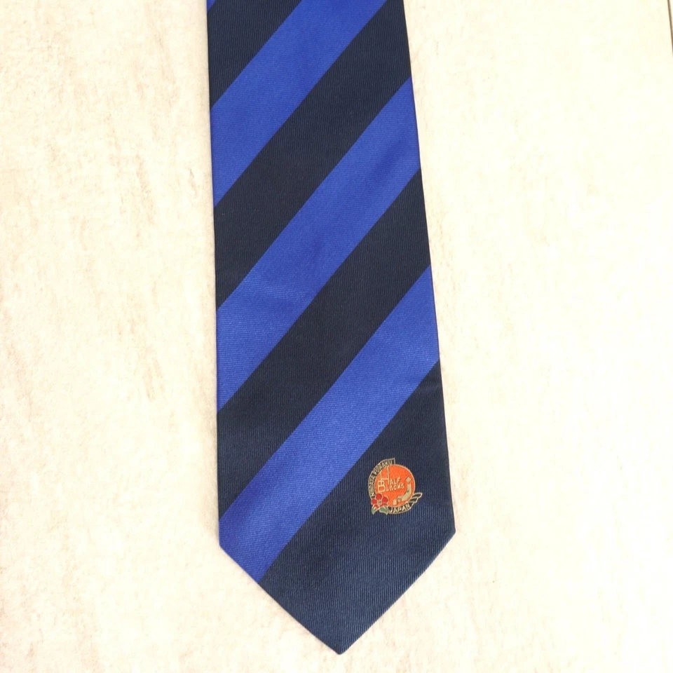 Corbata de cuello Burlington Repp para hombre azul marino a rayas regimiento Niigata logotipo Fukawu Japón Foto 2 de 4