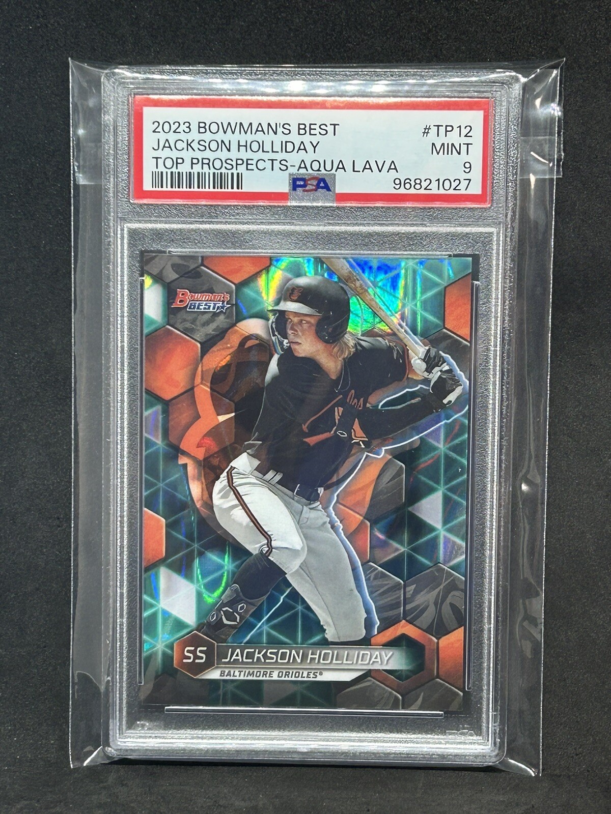 Jackson Holliday 2023 Bowman's Best Top Prospects Aqua Lava /199 PSA 9 Sb5