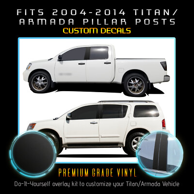 For 2004-2014 Nissan Titan Armada Window Pillar Trim VINYL - Satin Matte Chrome