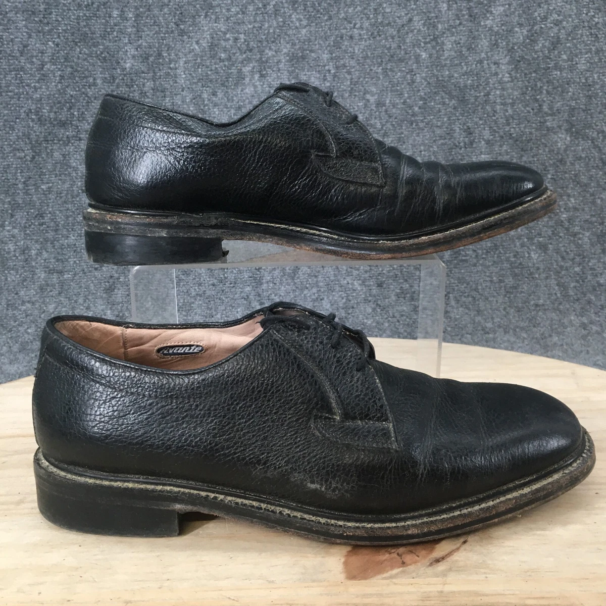 Avante Shoes Mens 9.5 W Goodyear Welt Lace Up Oxfords Black Leather Square Toe