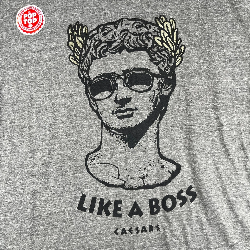 Pop Top Brew City T Shirt Large Gray Caesars Graphic Print Bottle Opener New - Image 4 of 4