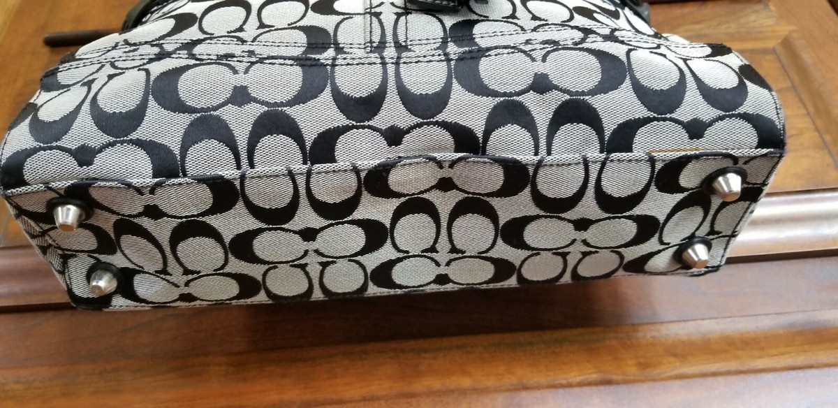 Coach Hampton Signature Canvas Shoulder Bag with Black