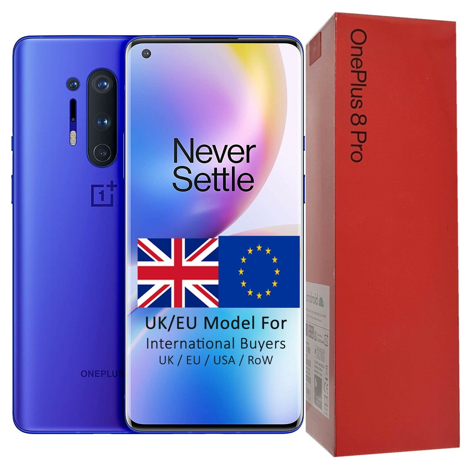 New OnePlus 8 Pro 5G Dual-SIM IN2023 256GB Ultramarine Blue Factory  Unlocked GSM