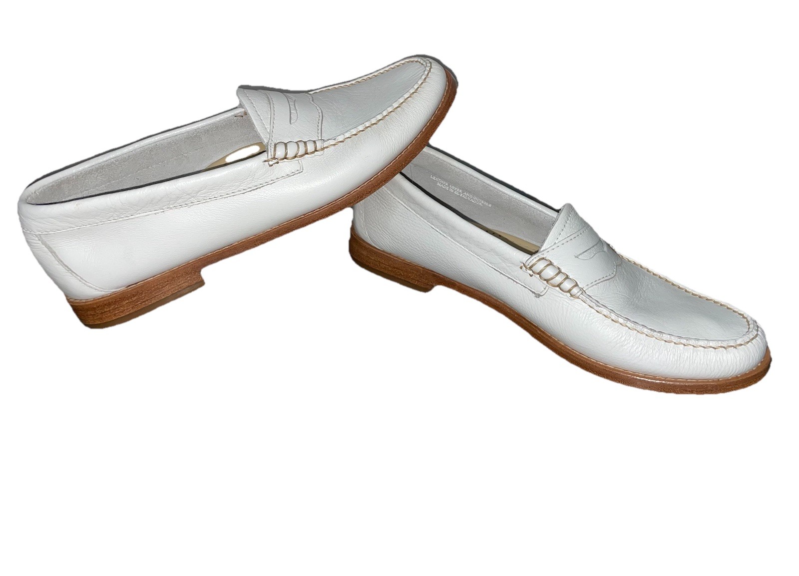 G.H. Bass & Co. Weejuns Womens US 9.5M Penny Loafers White Leather Slip On Shoes