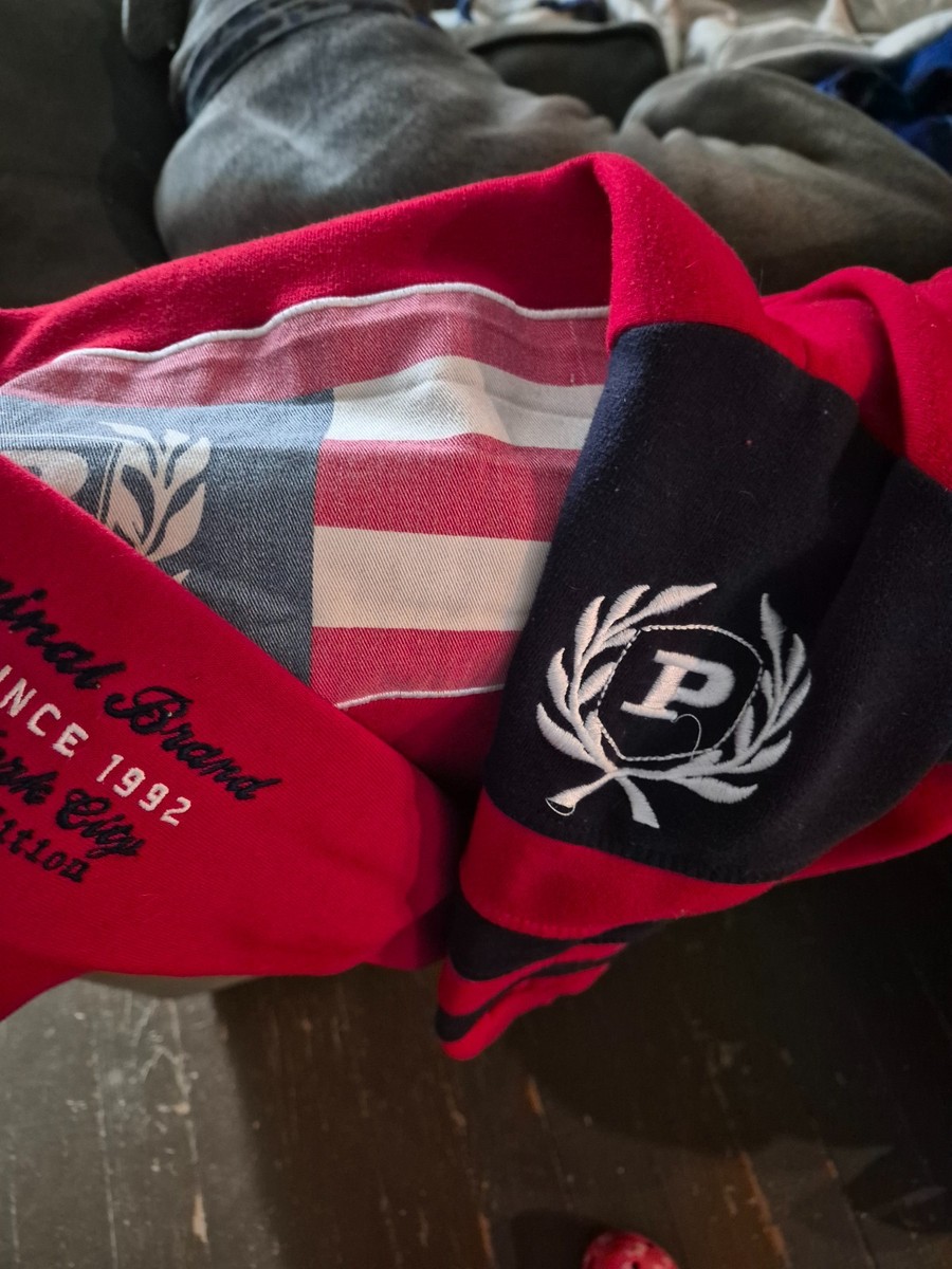 Vintage Phat Farm Kids Hoodie Jacket Red Embroidered Flag Y2K