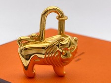 HERMES Cadena Padlock Lion 1997 Gold Lock Bag Charm Pendant 28.3g