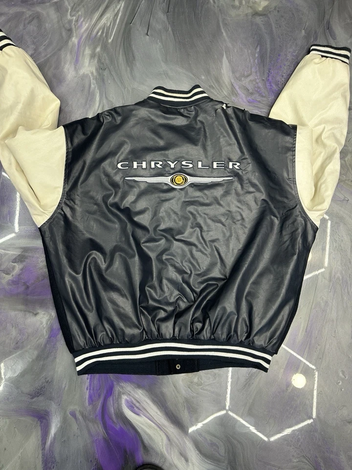 Мужская винтажная кожаная куртка Chrysler 2XL 2000-е на молнии - Изображение 2 из 4