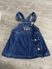 Vintage Y2K U.S. Polo Association Denim Overall Dress Size 12 Months Embroidered