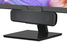 Cyber Acoustics USB-powered computer soundbar clips to monitor loud speaker BLK