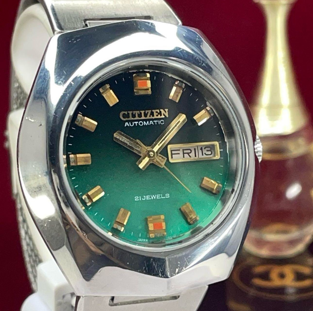 Citizen Automatic 21J Green Dial Vintage Watch Japan Made Pre-Owned image 3