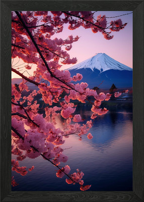 Kirschblüte Fuji Japan gerahmtes Wandbild Poster Leinwanddruck Bild