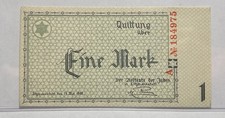 Poland Lodz Ghetto Litzmannstadt 1 Mark 15 May 1940 High Grade! Rare!