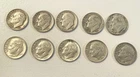 Roosevelt Dimes 90% Silver Circulated Condition Lot Of 10 - 1946, 49, 53, 57 !