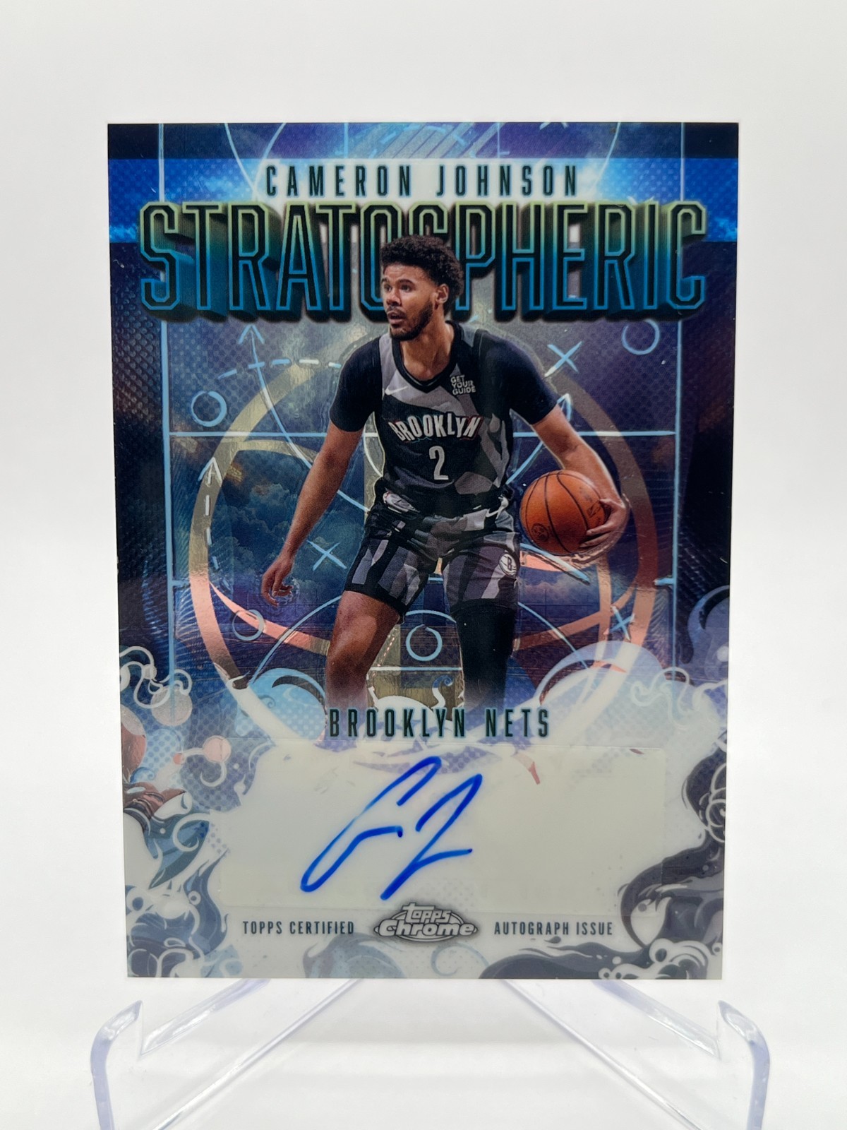 2025-26 TOPPS CHROME CAMERON JOHNSON STRATOSPHERIC AUTO NO. SM-CJ NETS
