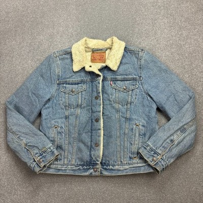 Levis Jeansjacke Damen mittelblau Sherpa gefüttert Red Tab Trucker Fleece Damen