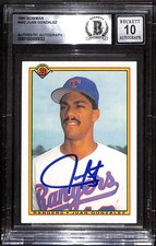 1990 Bowman 492 Juan Gonzalez RC BAS Auto 10 Autograph BGS Authentic C99198