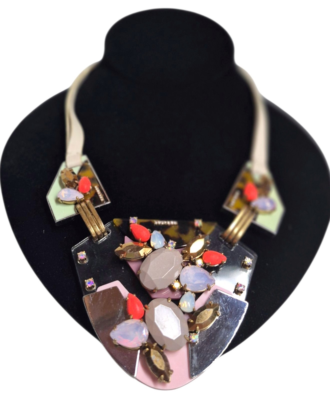 J.Crew Techtonic Statement Necklace Tortoise Grey… - image 15