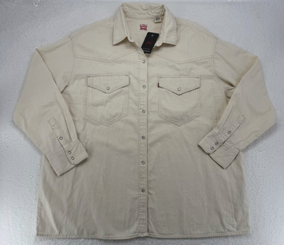 Levi s Men's Western Shirt Long Sleeve Oversized Fit Pearl Snap Sz XXL