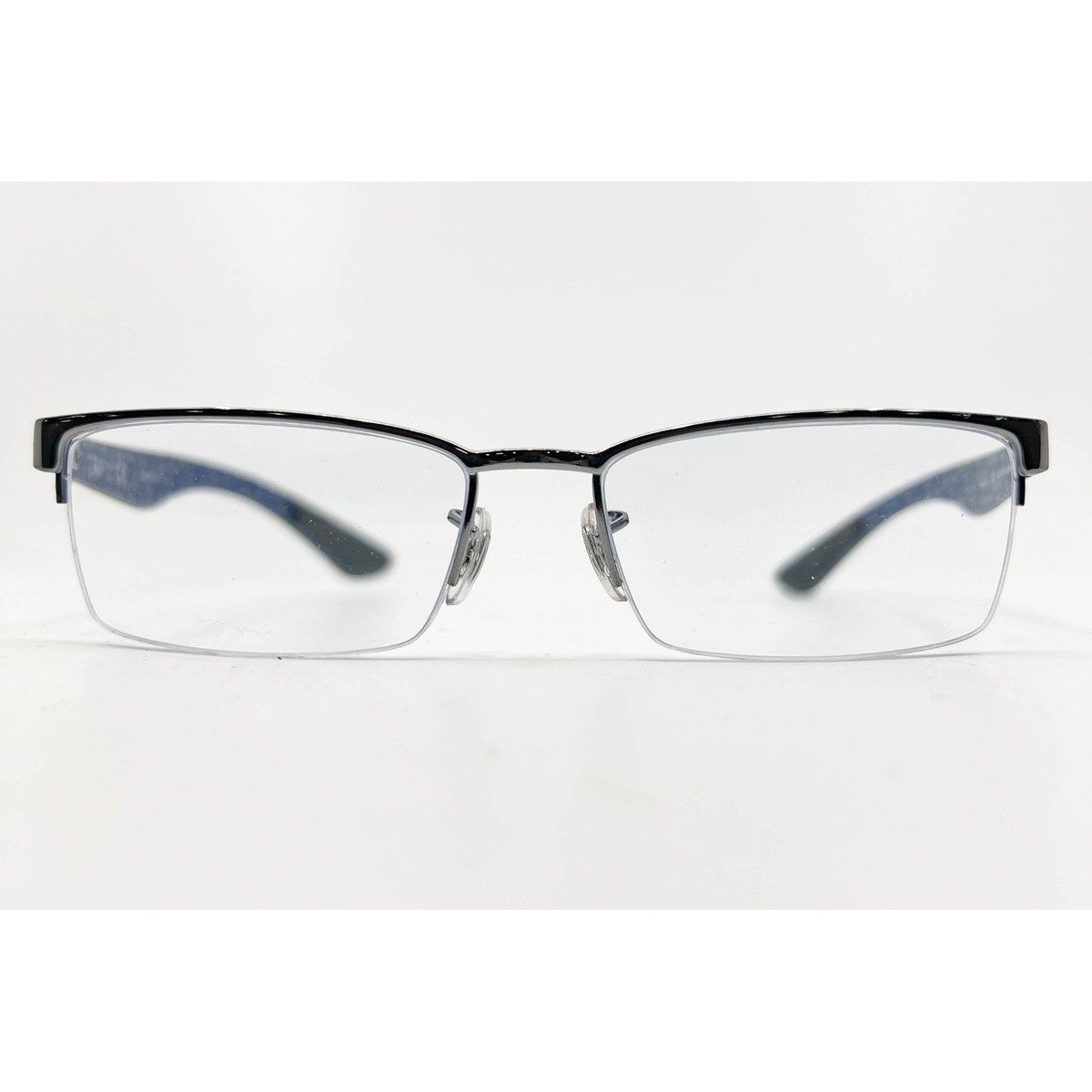 Ray-Ban RB8412 2502 Eyeglass Frames Only 54-17-145 Blue Logo Print Ray-Ban RB 8412 2502 Half Rim Eyeglasses Men Black Blue  main image 3