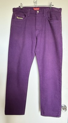 Vintage Supreme Gonz Purple Denim Jeans Size 34 Embroidered Coin