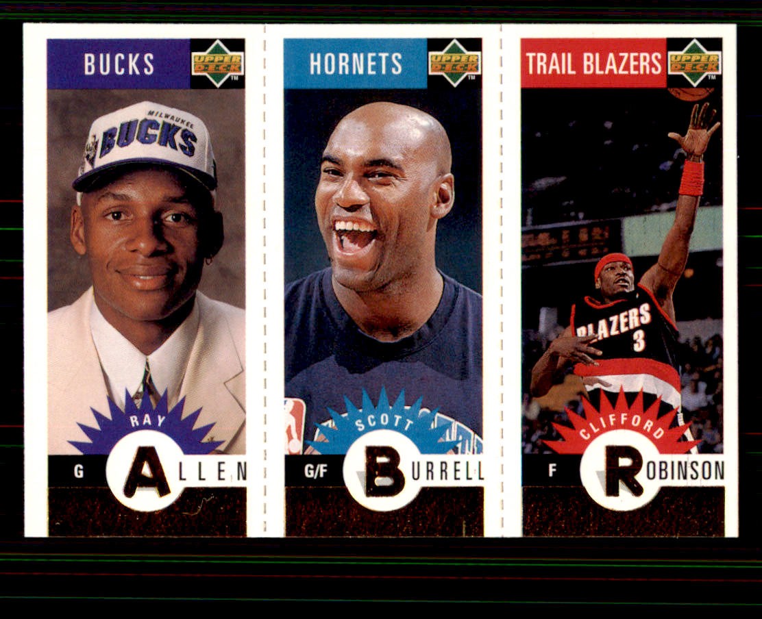 1996 Collector's Choice Ray Allen Scott Burrell Clifford Robinson #M136 Gold